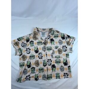 Universal Monsters Pajamas Top Womens Large Button Down Short Sleeve